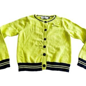 Jean Bourget girls lime green navy cardigan sweater size 4